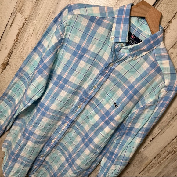 Vineyard Vines Other - Vineyard Vines Tucker Shirt 100% Linen Plaid Button Down Long Sleeve Shirt Small